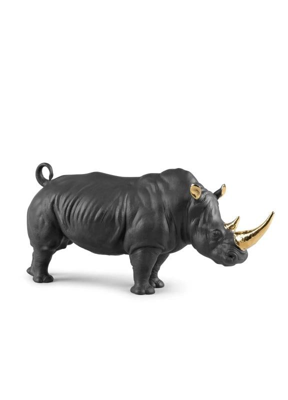 Lladrƒ² Rhinoceros Sculpture Black and Gold Limited Ed Ref. 01009595 - Official (1 of 3)