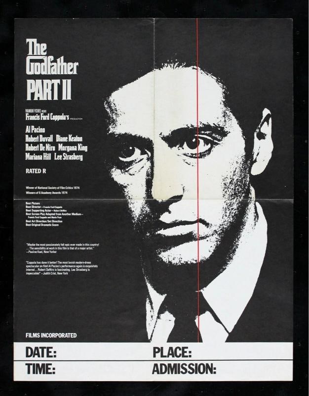 GODFATHER PART 2 ORIGINAL AL PACINO COLLEGE MOVIE POSTER 1974 (1 of 1)