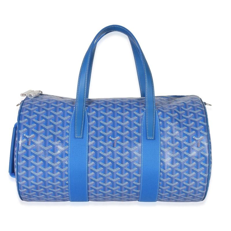 Goyard Sky Blue Goyardine Barrel 40 Sports Bag: Condition: Pre-owned - Good,Country of Origin: France,Dimensions: 14.75 x 8.5 x 8.5,Handbag Accessories: Dustbag;Receipt;Care Booklet;Retail Tag,Bag Width: 14.75 in,Bag Depth: 8.5 in,Bag Height: 8.5 i
