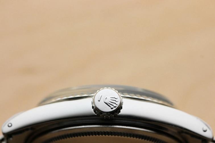 MENS ROLEX DATEJUST 1601 GRAY DIAMOND DIAL 18K WHITE GOLD BEZEL STEEL WATCH - 8