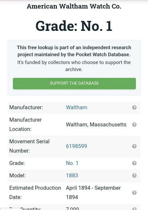 Waltham 14k Gold Pocket Watch ~GRADE No. 1 - 9