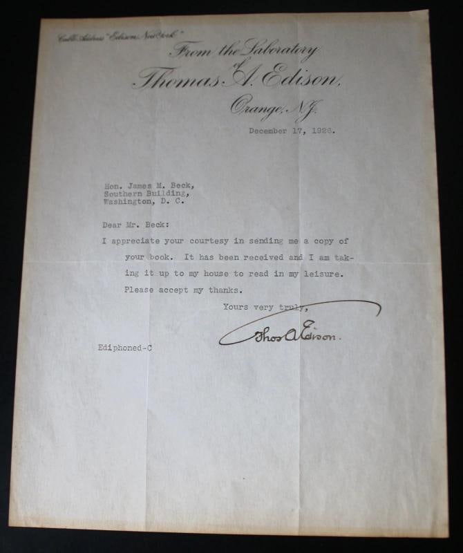 Thomas Edison Signed Letter Dated 12/17/1926 (JSA LOA) - 3