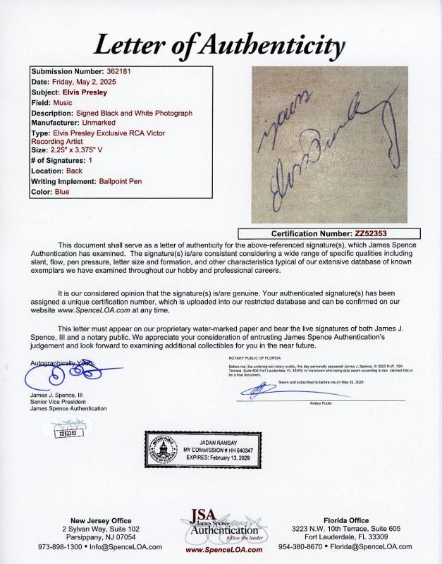 Elvis Presley Signed Vintage Photo Card (JSA LOA) - 5