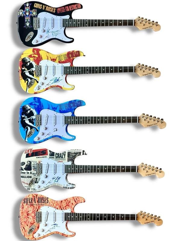GUNS N ROSES Signed Guitar SET OF 5 JSA COA Axl Rose Slash Duff Izzy Stradlin +1: Industry: Music,Signed: Yes,Autograph Authentication: James Spence (JSA),Object Type: Guitar & Guitar Pick,Original/Reproduction: Original,Country of Origin: United States You are looking at a one-of-