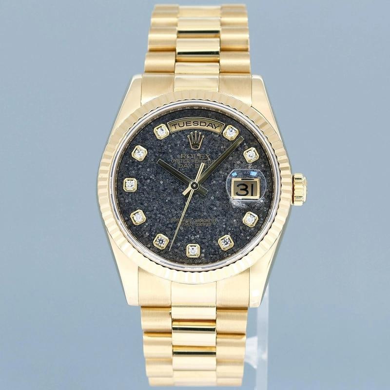Rolex President Yellow Gold Diamond Jurassic Ammonite 118238 Day Date Watch - 2