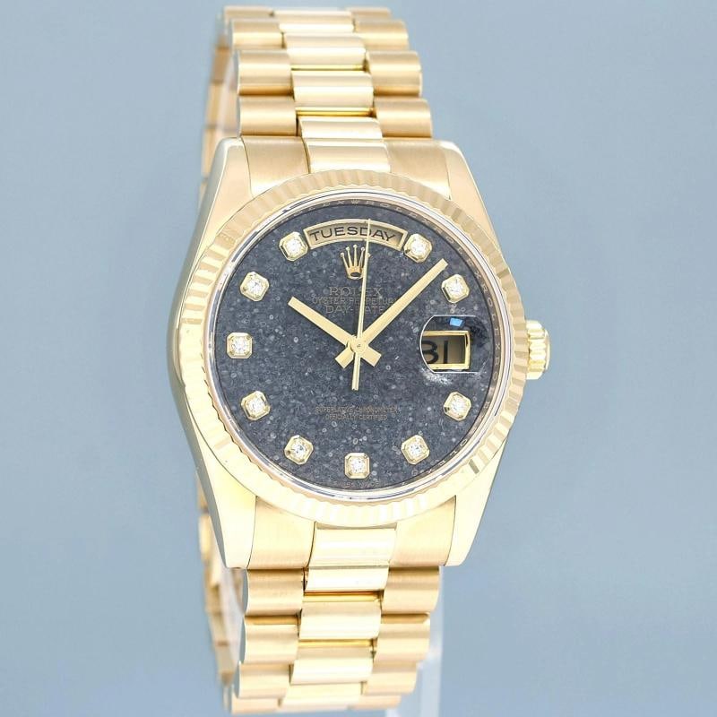 Rolex President Yellow Gold Diamond Jurassic Ammonite 118238 Day Date Watch - 3