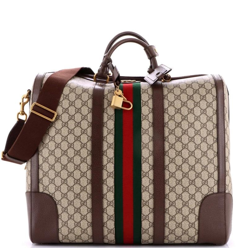Gucci Savoy Web Convertible Duffle Bag GG Coated Canvas Tall (1 of 8)