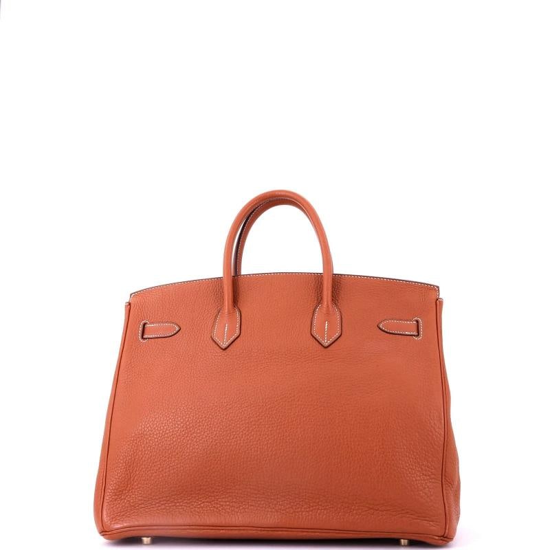 Hermes Birkin Handbag Brown Clemence with Gold Hardware 35 - 4