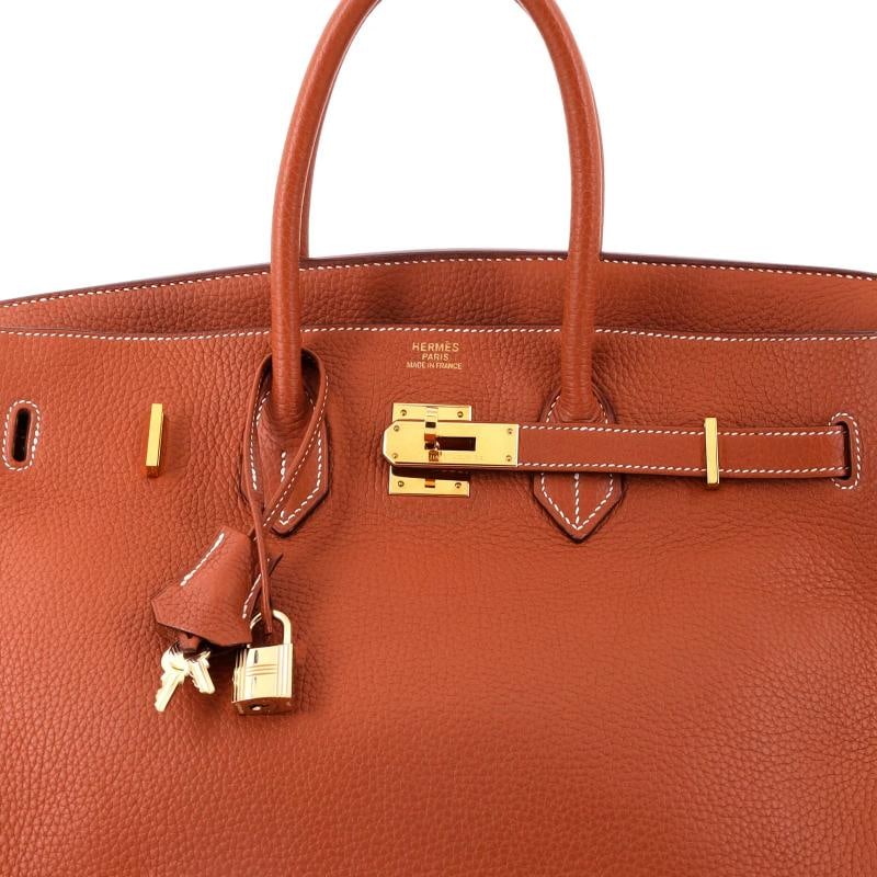 Hermes Birkin Handbag Brown Clemence with Gold Hardware 35 - 6