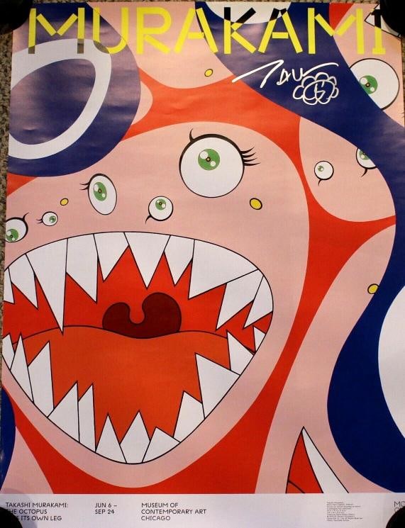 TAKASHI MURAKAMI SIGNED 2017 MCA CHICAGO ART EXHIBIT PRINT POSTER BECKETT COA: Industry: Celebrities,Signed: Yes,Autograph Authentication: Beckett,Celebrity: Takashi Murakami,Country of Origin: United States