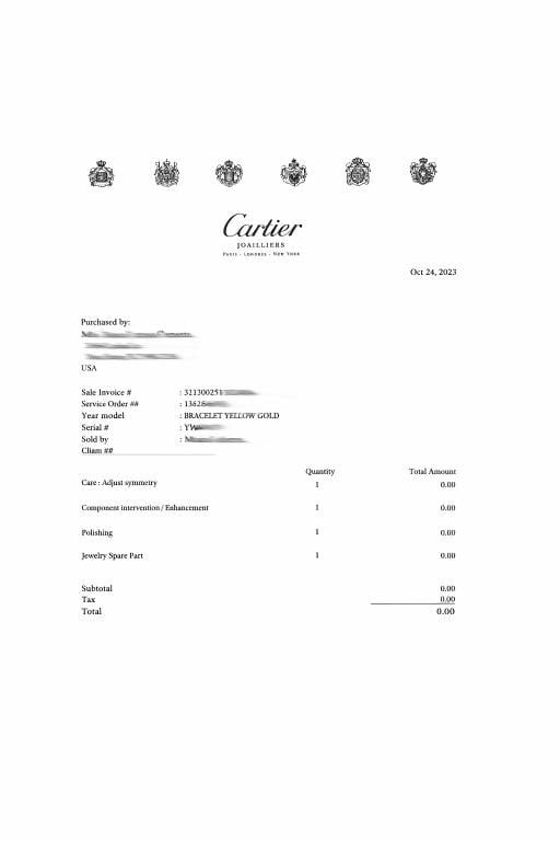 Cartier LOVE 18k Yellow Gold Bracelet Bangle Service Paper Box Size 20 - 11