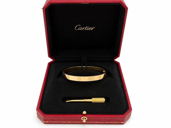 Cartier LOVE 18k Yellow Gold Bracelet Bangle Service Paper Box Size 20 - 2