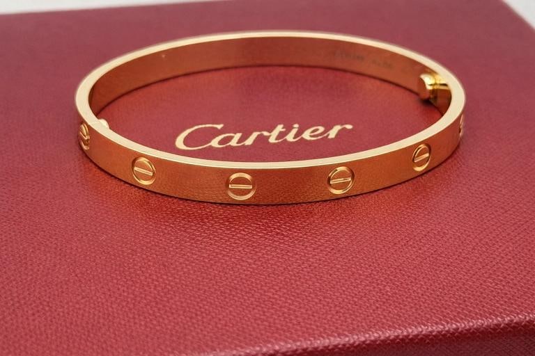Cartier LOVE 18k Yellow Gold Bracelet Bangle Service Paper Box Size 20 - 6
