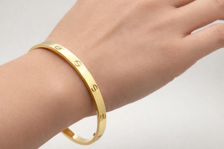 Cartier LOVE 18k Yellow Gold Bracelet Bangle Service Paper Box Size 20 - 9