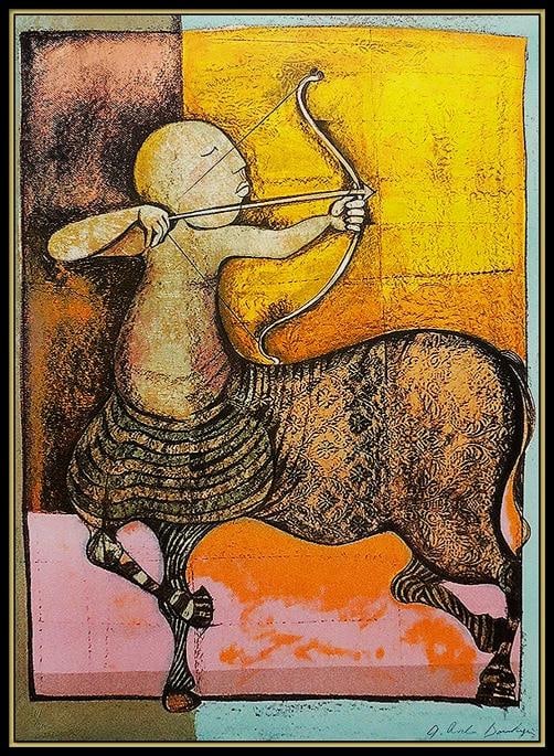 Graciela Rodo Boulanger Original Sagittarius Signed Zodiac Color Lithograph Art - 2