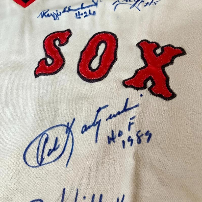 1975 Boston Red Sox AL Champs Team Signed Game Model Jersey Carl Yastrzemski JSA - 3