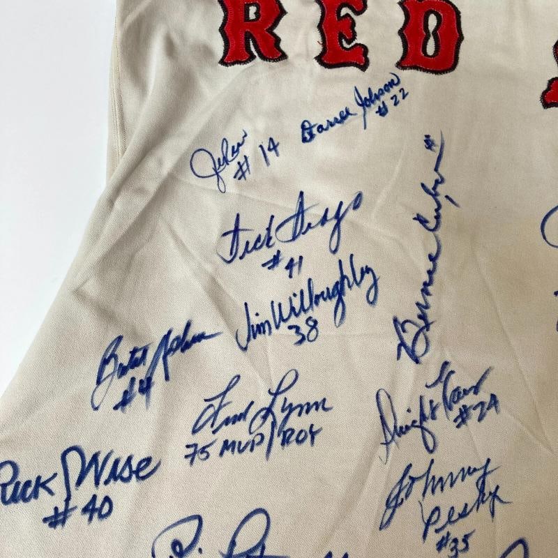 1975 Boston Red Sox AL Champs Team Signed Game Model Jersey Carl Yastrzemski JSA - 5