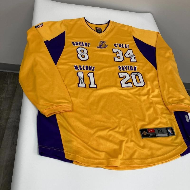 Kobe Bryant Shaquille O'Neal Gary Payton Karl Malone Signed Lakers Jersey BAS - 2