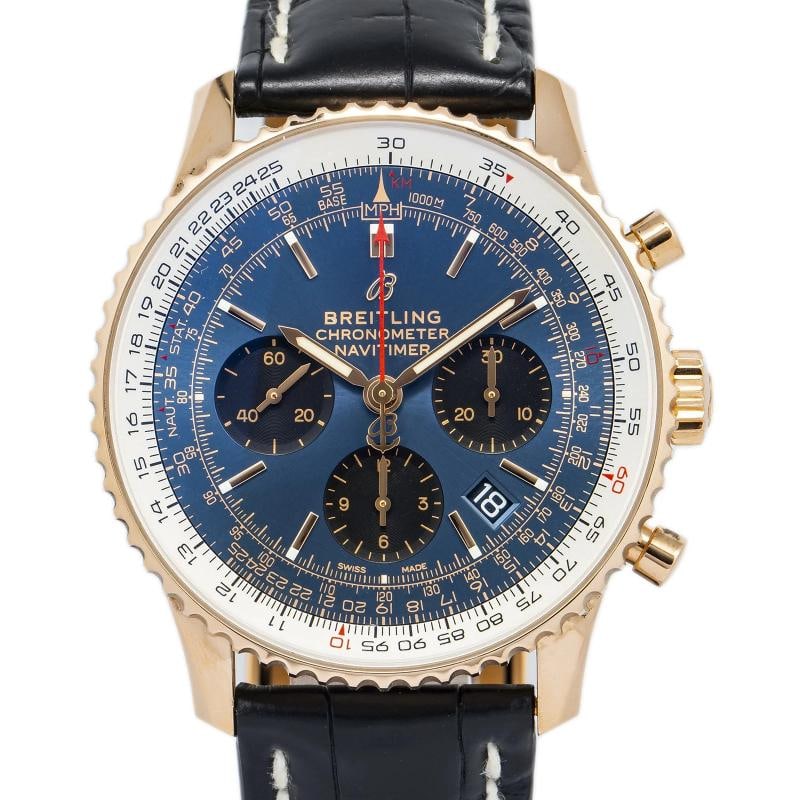 Breitling Navitimer RB0121 COMPLETE 18K Rose Gold Blue Dial Auto Men Watch 43mm - 2