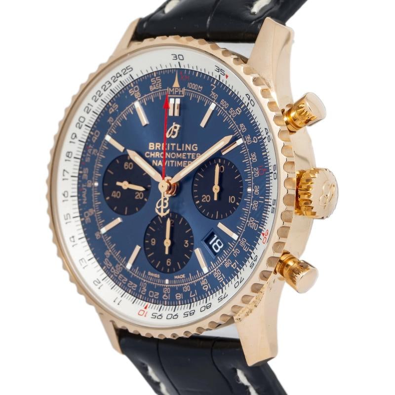 Breitling Navitimer RB0121 COMPLETE 18K Rose Gold Blue Dial Auto Men Watch 43mm - 3