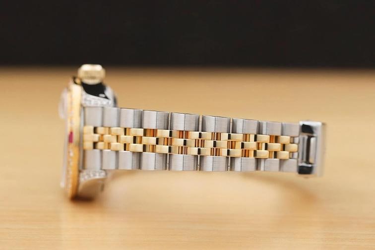 ROLEX LADIES DATEJUST 69173 PINK FACTORY DIAMOND RUBY 18K GOLD STEEL WATCH - 5