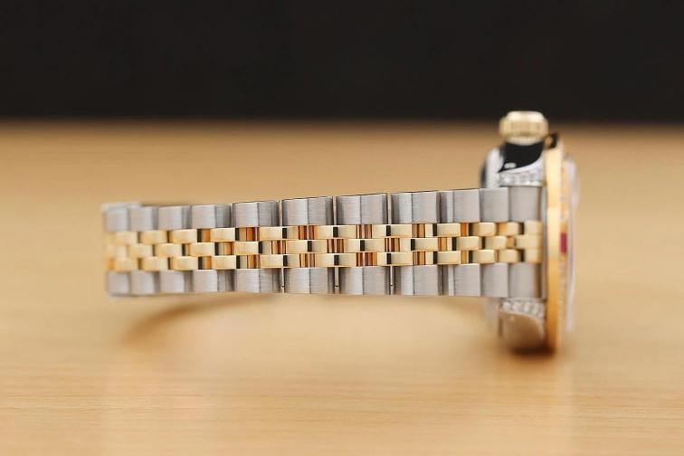 ROLEX LADIES DATEJUST 69173 PINK FACTORY DIAMOND RUBY 18K GOLD STEEL WATCH - 8