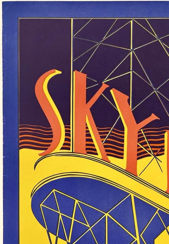 Original Vintage Poster CHICAGO WORLD'S FAIR CENTURY OF PROGRESS SKYRIDE Linen - 2