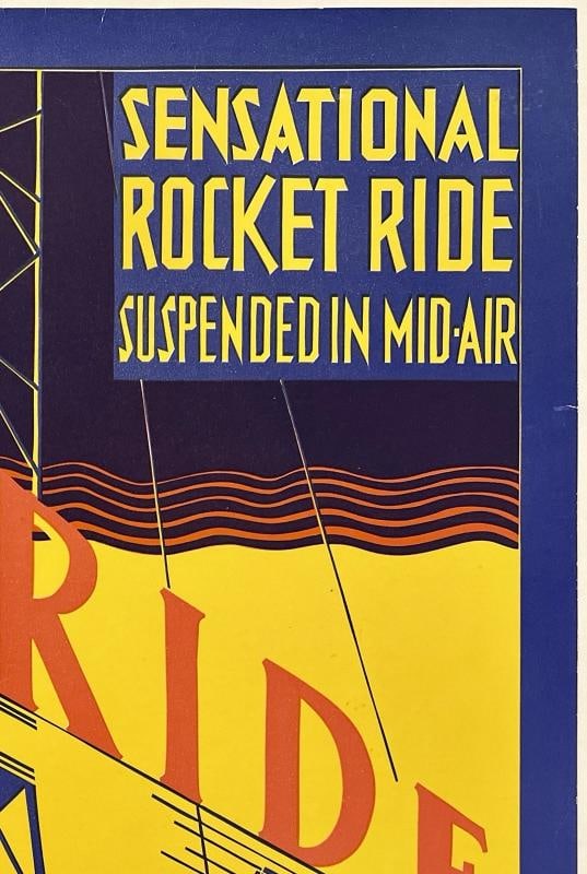 Original Vintage Poster CHICAGO WORLD'S FAIR CENTURY OF PROGRESS SKYRIDE Linen - 3