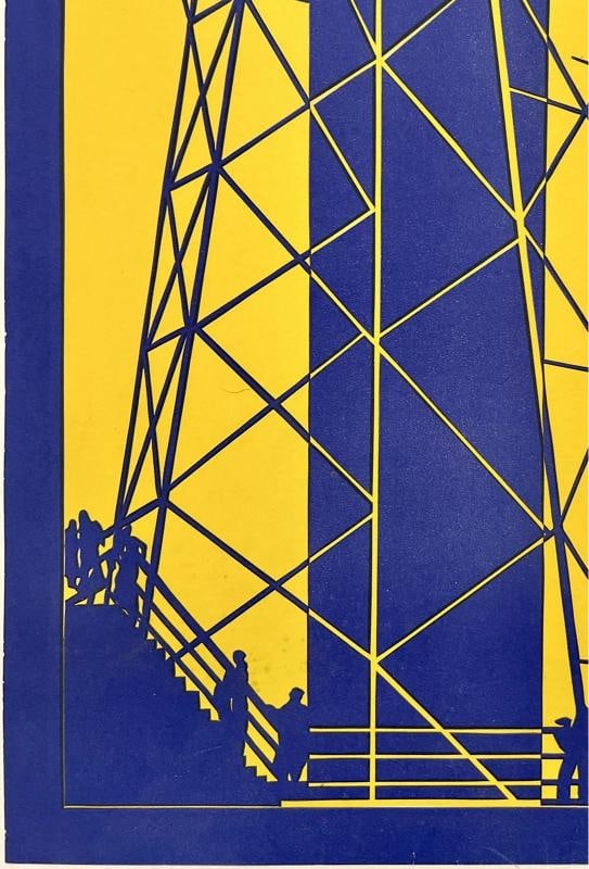 Original Vintage Poster CHICAGO WORLD'S FAIR CENTURY OF PROGRESS SKYRIDE Linen - 4