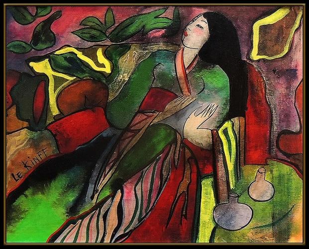 Linda Le Kinff Original Painting Oil On Board Signed Portrait Modern Cubism Art - 2