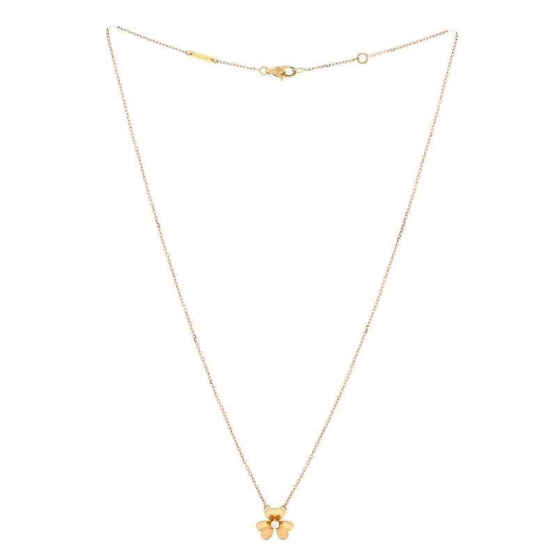 Van Cleef & Arpels Frivole Pendant Necklace 18K Yellow Gold and Diamond Mini - 2