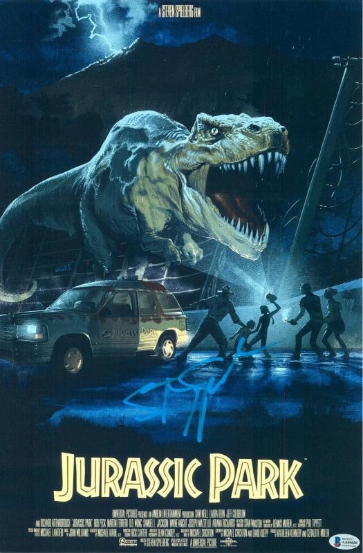 STEVEN SPIELBERG SIGNED AUTOGRAPH JURASSIC PARK 12X18 PHOTO POSTER BECKETT BAS (1 of 1)