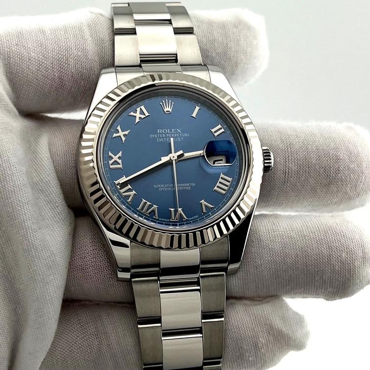 2024 CPO Rolex Datejust II 116334 41mm Azzurro Blue Roman Dial Steel - 2