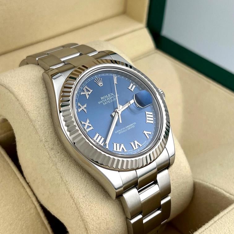 2024 CPO Rolex Datejust II 116334 41mm Azzurro Blue Roman Dial Steel - 3
