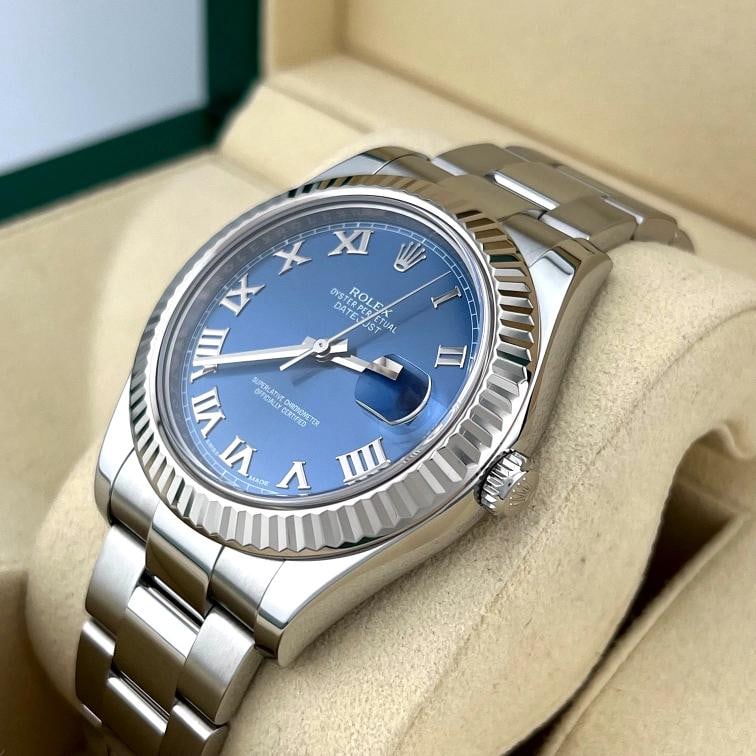 2024 CPO Rolex Datejust II 116334 41mm Azzurro Blue Roman Dial Steel - 4