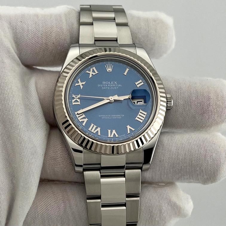 2024 CPO Rolex Datejust II 116334 41mm Azzurro Blue Roman Dial Steel - 5