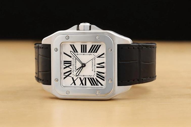 CARTIER SANTOS 100 LARGE W20073X8 WHITE ROMAN STEEL LEATHER WATCH PAPERS - 2