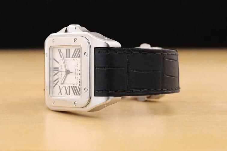 CARTIER SANTOS 100 LARGE W20073X8 WHITE ROMAN STEEL LEATHER WATCH PAPERS - 4