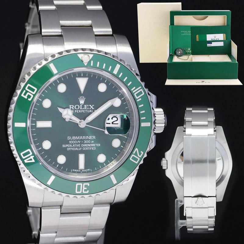MINT PAPERS Rolex Submariner Hulk 116610LV Green Dial Ceramic Watch Box (1 of 7)