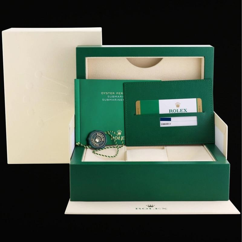 MINT PAPERS Rolex Submariner Hulk 116610LV Green Dial Ceramic Watch Box - 7