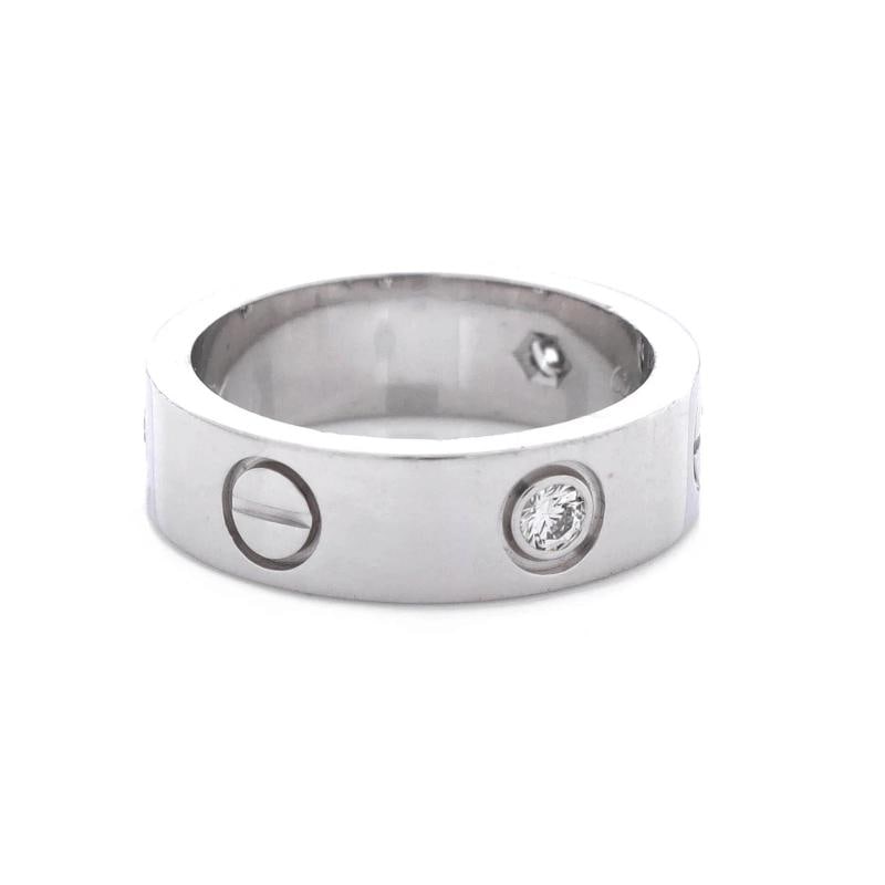 Cartier Love 3 Diamonds Band Ring 18K White Gold with Diamond - 3