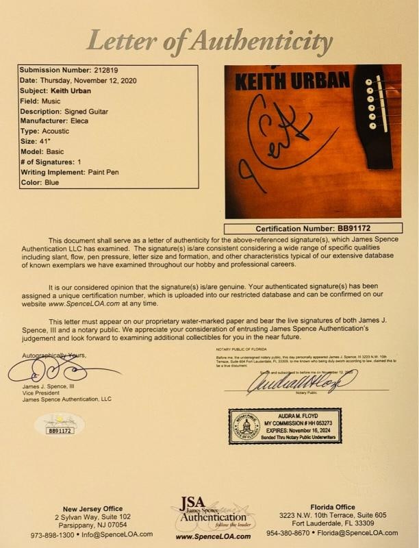 KEITH URBAN Signed Acoustic Guitar Autograph JSA LOA w/graphics - 4