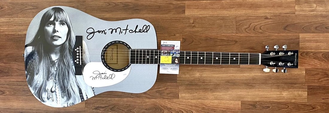 Joni Mitchell Signed Guitar Custom 1/1 Graphics! JSA COA - 2
