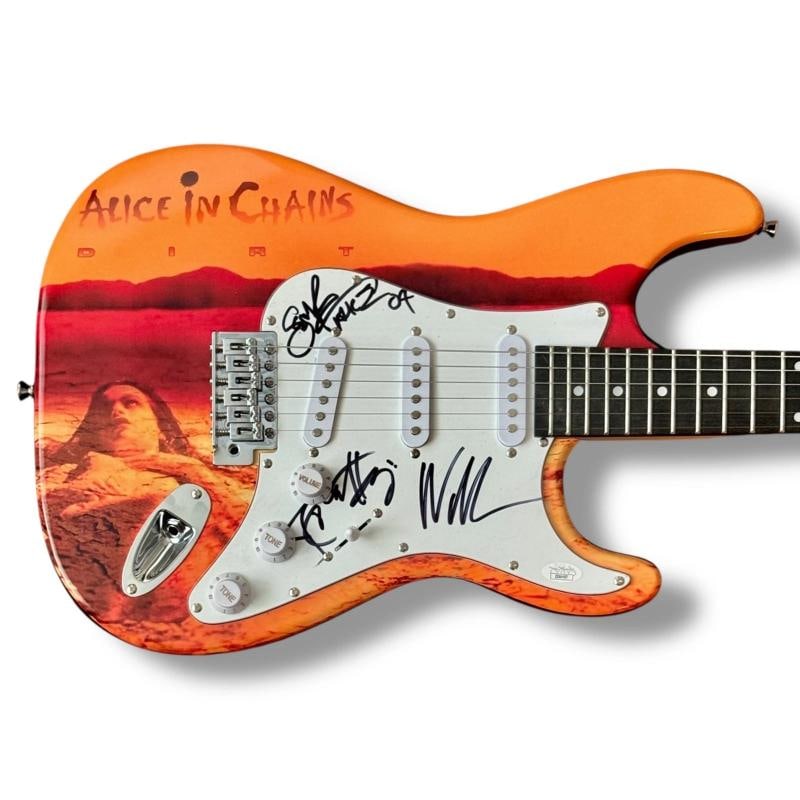 Alice In Chains Signed Guitar Custom JSA COA Jerry Cantrell Inez Duvall Kinney: Industry: Music,Signed: Yes,Autograph Authentication: James Spence (JSA),Object Type: Guitar & Guitar Pick,Original/Reproduction: Original,Country of Origin: United States Jerry Cantrell (Lead Singer