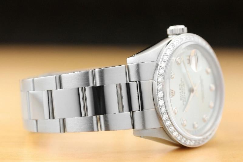 MENS ROLEX DATEJUST ICE BLUE DIAL 18K WHITE GOLD DIAMOND BEZEL & STEEL WATCH - 6