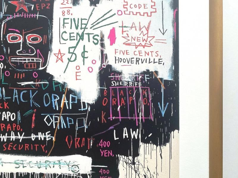 JEAN MICHEL BASQUIAT FRAMED LITHOGRAPH PRINT " MUSEUM SECURITY " 1983 - 10