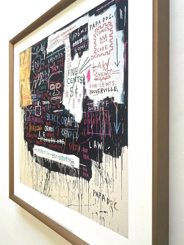 JEAN MICHEL BASQUIAT FRAMED LITHOGRAPH PRINT " MUSEUM SECURITY " 1983 - 11