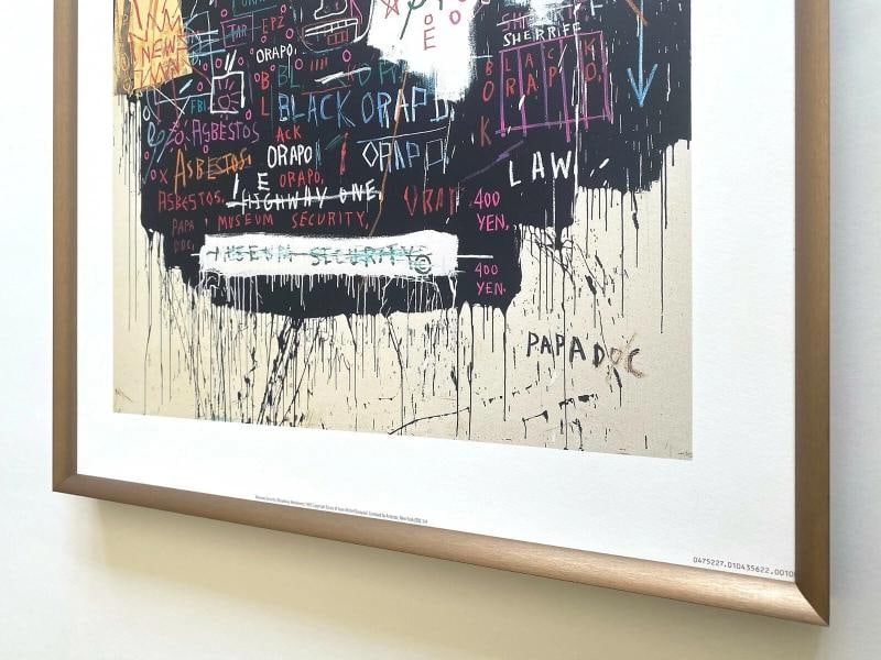 JEAN MICHEL BASQUIAT FRAMED LITHOGRAPH PRINT " MUSEUM SECURITY " 1983 - 12