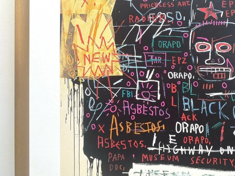 JEAN MICHEL BASQUIAT FRAMED LITHOGRAPH PRINT " MUSEUM SECURITY " 1983 - 6