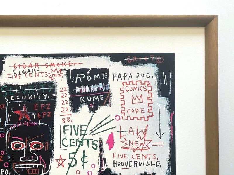 JEAN MICHEL BASQUIAT FRAMED LITHOGRAPH PRINT " MUSEUM SECURITY " 1983 - 9